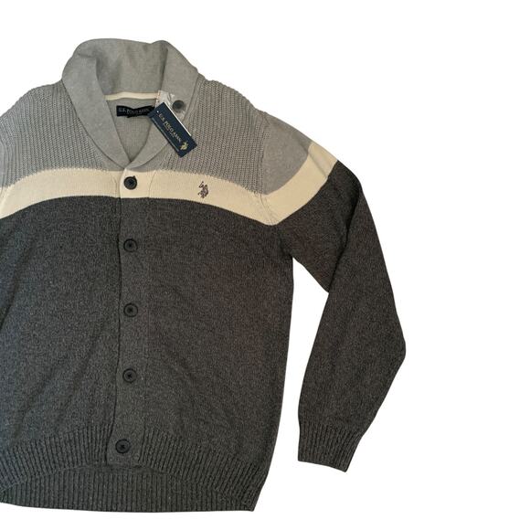U.S. Polo Assn. Men's Size L Button Front knit Long Sleeve Cardigan Sweater New - Picture 9 of 15